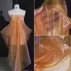 Tejido de organza de alta densidad de dos colores, malla degradada, brillo translúcido, caída, falda esponjosa, tejido para diseñador de ropa