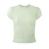 Camiseta de Renda Transparente Estilo Desejo Puro Doce e Picante com Gola Redonda e Manga Curta, Novo Top Básico de Cor Sólida Slim Fit Curto de Verão