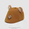 Gorra Cruzada de Oso con Etiqueta de Cuero Estilo Coreano para Bebé, Primavera y Verano, Bonita y Versátil, Boina para Bebé, Sombrero de Sol