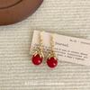 Pendientes sencillos retro de perla roja de Ankora, diseño de nicho, ligeros, lujosos, elegantes, a la moda, exquisitos y versátiles.