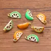 Acessórios de Joias DIY de Liga Metálica Multicor Ouro KC Esmalte 3D Fruta Maçã Laranja Coração Pingente Liga de Zinco