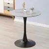 Mesa redonda pequeña de losa de roca de lujo ligero, adecuada para apartamentos pequeños, mesa de comedor, mesa en forma de tulipán para uso doméstico, balcón, dormitorio, mesa auxiliar, mesa redonda