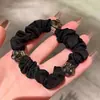 Elegante Scrunchie Negro Plisado con Aleación de Alta Elasticidad para el Cabello, Sencillo Sujetador de Cola de Caballo, Banda para Moño