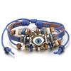 Pulseira de couro trançado à mão com contas multicamadas de estilo étnico popular transfronteiriço ajustável para casal