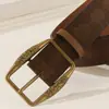 Cinto Retro Americano Y2K para Mulheres, Cinto Moderno Estilo Étnico, Versátil com Jeans, Cinto de Couro Marrom de Alta Qualidade