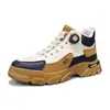 Botas Martin de Trabalho de Cano Alto Colorblock Masculinas Modelo Novo Fivela Rotativa Sem Cadarço Solado Grosso Casual Esportivo Outdoor Sapatos Masculinos