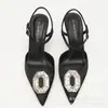 Zapatos de Tacón Alto Poco Profundos con Punta Fina y Hebilla de Pedrería a la Moda, Sandalias de Tacón Alto de Punta Cerrada para Mujer, Diseño de Nicho Elegante y Lujoso, Talla Europea