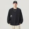 Camiseta de algodón de manga larga para hombre, peso pesado, marca de tendencia estilo americano, nueva colección otoño 2026, cuello redondo, versátil y moderna, venta al por mayor