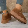 Zapatos Birkenstock con Plus Terciopelo Otoño e Invierno para Mujer Suela Gruesa Slip-on Zapatos de Algodón Fondo Plano Botas de Nieve con Piel Botas de Tobillo Retro Knight para Exteriores