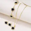 Conjunto de tres piezas de collar pulsera pendientes flor de cinco pétalos con incrustaciones de diamantes de origen transfronterizo traje de trébol de cinco hojas popular en Europa y Estados Unidos