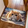 Tapete para Porta Doméstico Dropshipping Transfronteiriço Flanela Animal de Estimação Fofo Desenho Animado Gato Decoração Tapete de Porta Entrada Tapete de Entrada