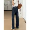 Transforme suas pernas instantaneamente em hashis! Jeans retro azul slim fit de início de outono para mulheres, novo 2026, perna reta, modelagem que afina, calça longa de perna larga