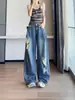 Jeans vintage rasgados de dobladillo curvo para mujer, primavera/otoño 2026, de cintura alta, adelgazantes, corte holgado, pantalones largos, pantalones de pierna ancha hasta el suelo