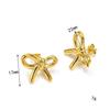 Aretes de Lazo Tridimensional Elegantes Versátiles Estilo Japonés y Coreano para Mujer, Lujo Ligero de Alta Gama, Acero de Titanio con Oro de 18K