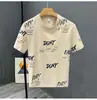 Camisa Masculina de Manga Curta Verão Fina Estampada com Letras Manga Meia Juventude Marca Tendência Meio Cortada Masculina Casual e Versátil