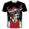 Camiseta de hombre de moda transfronteriza con estampado 3D de patrón navideño, tendencia de moda, manga corta de verano, suministro directo de fábrica