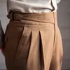 Los Mismos Pantalones Casuales Rectos de Cintura Elástica para Hombre de Primavera y Otoño Estilo Retro Británico Versátiles Marrón