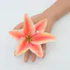 Simulación de lirio de tela de seda 3D, decoración de boda, arreglo floral de pared de flores, cabeza de flor de lirio, sombrero, tocado de flores, accesorios, flor de seda