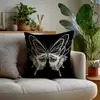 Cojín Decorativo de Sofá Mariposa Blanco y Negro de Gama Alta, Cojín para Cabecera Estilo Tinta Lujo Ligero Estilo Oscuro, Funda de Cojín para Sala de Estar