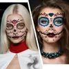 Suministro Transfronterizo Tatuajes Faciales Decorativos Europeos y Americanos para Halloween Calaveras Mexicanas Día de Muertos Pegatinas Decorativas para Mascarada