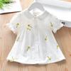 Camisas Infantis 2026 Novo Verão Estilo Coreano Bordadas para Bebê Menina Tops de Manga Curta de Verão Camisas Brancas de Bebê da Moda
