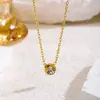 Pulsera Elegante y Sencilla Ajustable con un Solo Diamante de Oro de 18 Quilates, Acero de Titanio Que No Se Desvanece, Adecuada para Usar con una Pulsera