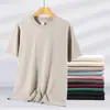 Camiseta de Manga Corta de Algodón Peinado Pesado 200g para Hombre, Verano, Corte Holgado, Camisa Base de Color Sólido Versátil, Ropa para Hombre, En Stock al por Mayor