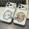 Calça de Rasgar Cachorrinho Branco Capa de Celular Compatível com iPhone 16 Pro Max Capa de Celular Apple 17 Capa de Transformação Instantânea Galvanizada