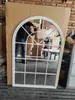 Decoración de Pared con Espejo Falso de Hierro Forjado Estilo Europeo Vintage para Entrada, Decoración Colgante de Pared Redonda Falsa Ventana para Sala de Estar