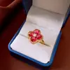Anel Aberto Quadrado de Zircônia Banhado a Ouro Real Exquisito Moda Estilo Luxo Leve Anel para Dedo Indicador Joia Versátil Retrô Nicho