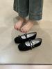 Sapatos Mary Jane Femininos Estilo Retro Francês com Fivela Dupla Camurça Bico Quadrado Raso Laço Estampa de Leopardo Sapatilhas