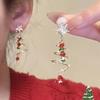 Pendientes de árbol de Navidad con lazo de atmósfera "Cortesía de la Navidad" para mujer, clip para la oreja 2024 nuevos pendientes de lujo de alta gama