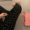 Pantalones de pijama de algodón y seda para casa de verano, longitud de nueve puntos, talla grande, pantalones casuales holgados a cuadros para casa, cómodos 05
