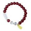 Novo Bracelete de Cinábrio com Baixo Teor de Areia Dourada Roxa, Pingente de Alegria, Estilo Feminino, Bracelete Versátil, Transmissão ao Vivo e Atacado