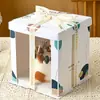 Caja para pastel de cumpleaños caja de embalaje 6 pulgadas 6 pulgadas 8 pulgadas 10 pulgadas 12 pulgadas cuadrada elevada pintura al óleo translúcida Nuevo