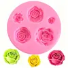 Molde de Silicone Flor Rosa Flor Pequena Molde para Decoração de Bolo de Chocolate Fondant Molde de Assar DIY