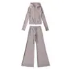 Conjunto de Chaqueta con Capucha y Cremallera para Yoga Fitness Protección Solar Corte Ajustado y Pantalones Acampanados Elásticos Adelgazantes para Realzar Glúteos para Mujer
