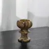 Ornamento de mármore estilo medieval com base alta para salas de estar de hotel e villa, copo de aromaterapia, castiçal de concha, decoração em pedra natural