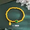 Pulsera de carácter de bendición de calabaza de jade método antiguo oro de arena 5 mm cuentas de oro diseño de cuerda elástica nicho lujo ligero cuentas de transferencia cuentas