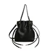Bolso bandolera de moda con cordón, color liso, para mujer, nueva colección de primavera 2026, bolso de hombro simple y elegante en forma de cubo