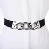 Cinturón Elástico para Mujer con Diseño de Cadena Geométrica, Moderno y Versátil, Decoración para Vestido, Cintura Elástica para Abrigo y Cinturón