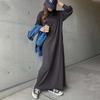 Vestido Suéter Simples Lotte Estilo Japonês e Coreano para Mulheres, Solto e que Cobre o Corpo, Casual de Manga Longa, Estilo Preguiçoso, Vestido até o Joelho