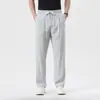Calça Casual Masculina 2026 Primavera/Verão Cintura Média Cordão Perna Reta Confortável Resistente a Amassados Cor Sólida Para Ir ao Trabalho Calça de Linho