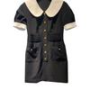 Vestido de Solapa Estilo Hepburn Francés Nuevo de Verano Falda de Traje Profesional Negra Estilo Hong Kong Retro Ligero Maduro Vestido Negro Pequeño