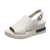 Sandalias de cuña con plataforma gruesa estilo coreano para mujer, para uso exterior en verano 2026, sin espalda, con una sola tira y hebilla, tacones altos para mujer, adelgazantes