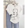 Camiseta de Manga Curta 100% Algodão Cinza Carvão para Mulheres, Design Verão 2026 com Mangas Bufantes, Caimento Regular nos Ombros, Cintura Ajustada e Top que Valoriza a Silhueta