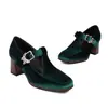 Hebilla tela 40 Zapatos en T zapatos talla grande zapatos de terciopelo dorado nuevo tacón grueso tacones altos comercio exterior 43 primavera y otoño negro