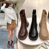 Botines Chelsea de suela gruesa para mujer 2024 Nuevos elásticos estilo británico Botas Martin populares en línea populares cremallera trasera botines finos