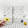 Fábrica de Shenzhen Starry PVC Binder 6 Furos Transparente B6 Caderno Couro Macio Laser Estrela Glitter Binder