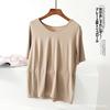 Venta al por mayor de fábrica camiseta suelta femenina verano modal cuello redondo en V manga corta top talla grande camisa básica fabricantes suministro